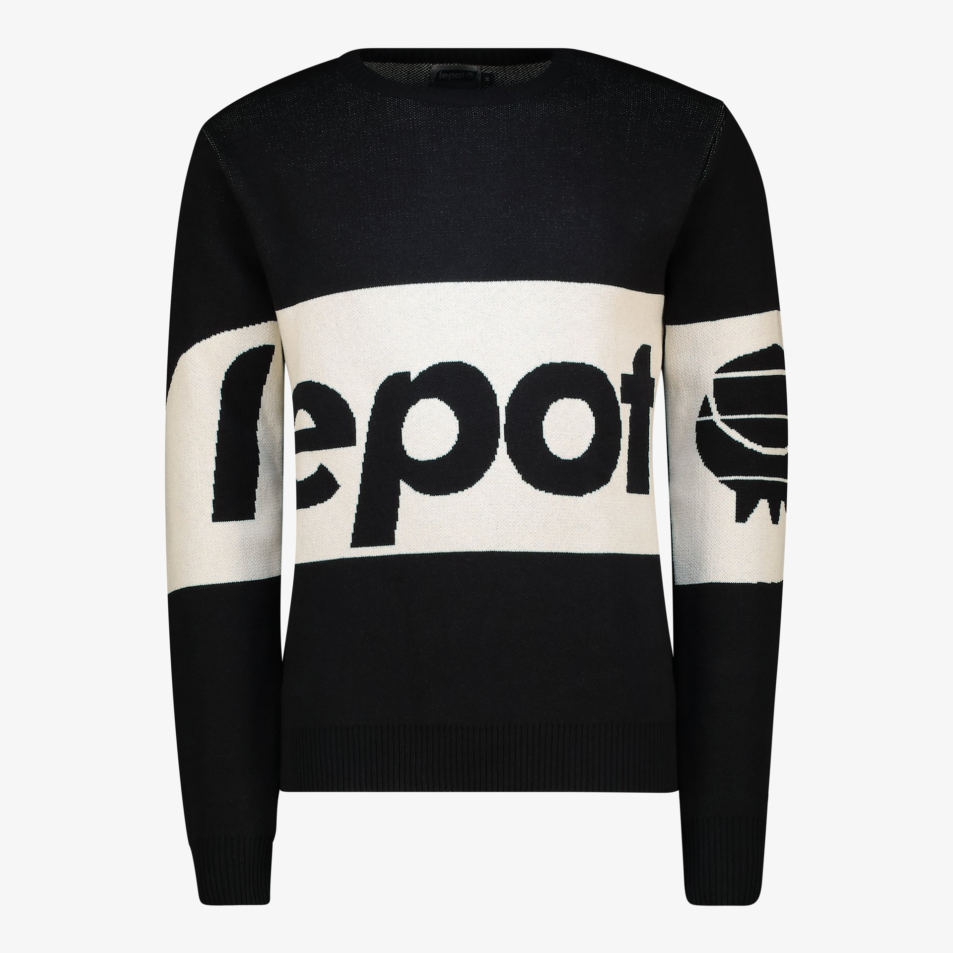 A/W 25 Lepot Bold Logo Jacquard Crewneck – Black